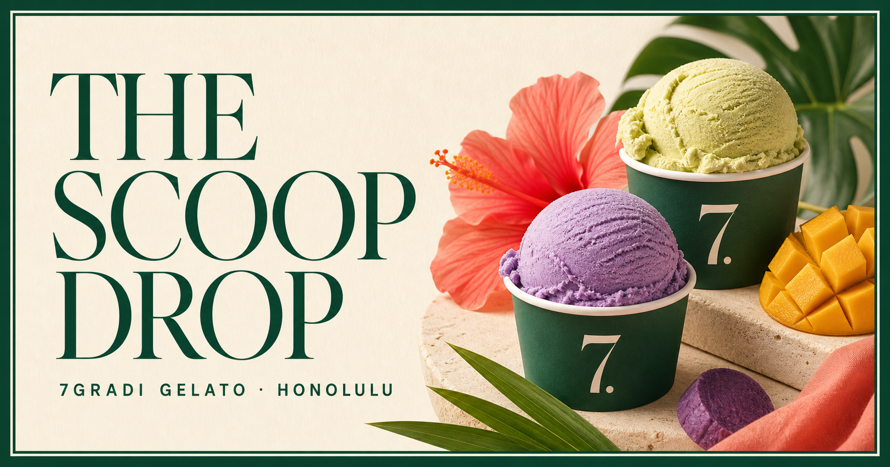 7Gradi Gelato mobile website concept showing flavor, location, and visit information.